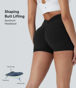 Active Shorts|Bikers<HALARA UltraSculpt™ SoCinched High Waisted Tummy Control Butt Lifting Ruched Shaping Yoga Biker Shorts 3'' with Pockets