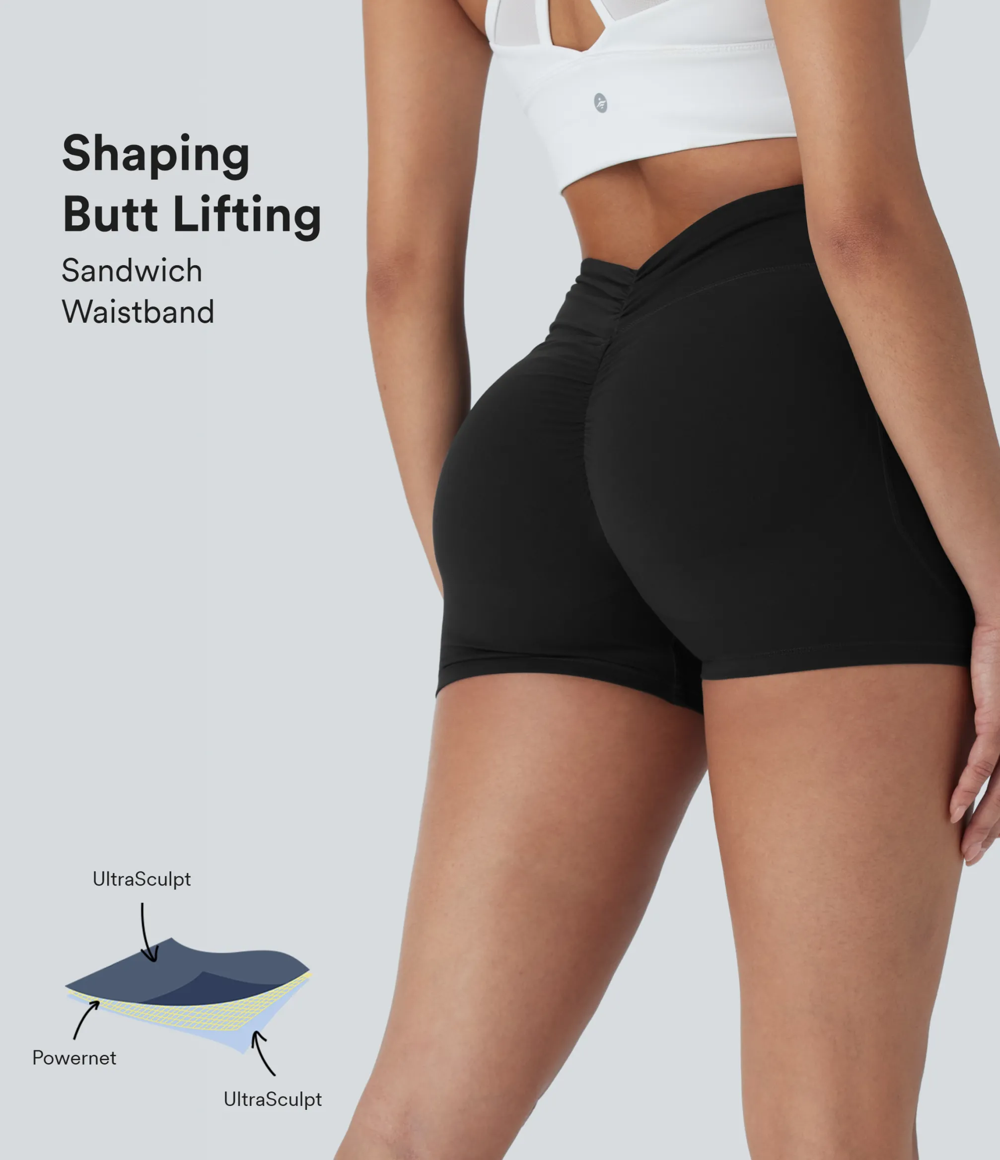 Active Shorts|Bikers<HALARA UltraSculpt™ SoCinched High Waisted Tummy Control Butt Lifting Ruched Shaping Yoga Biker Shorts 3'' with Pockets
