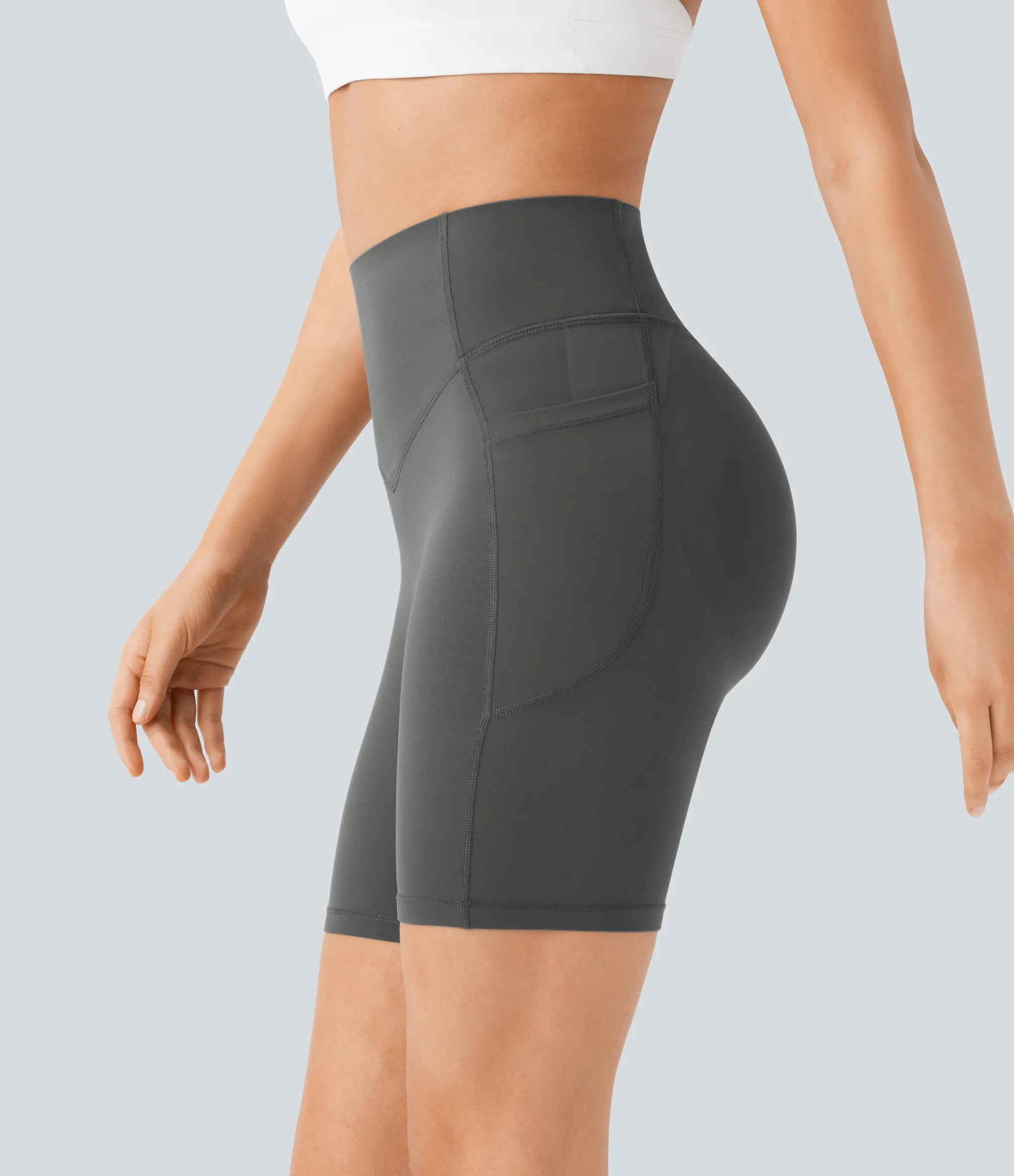Active Shorts|Bikers<HALARA UltraSculpt™ SoCinched High Waisted Scrunch Butt Lifting Tummy Control Side Pocket Shaping Workout Biker Shorts 7''
