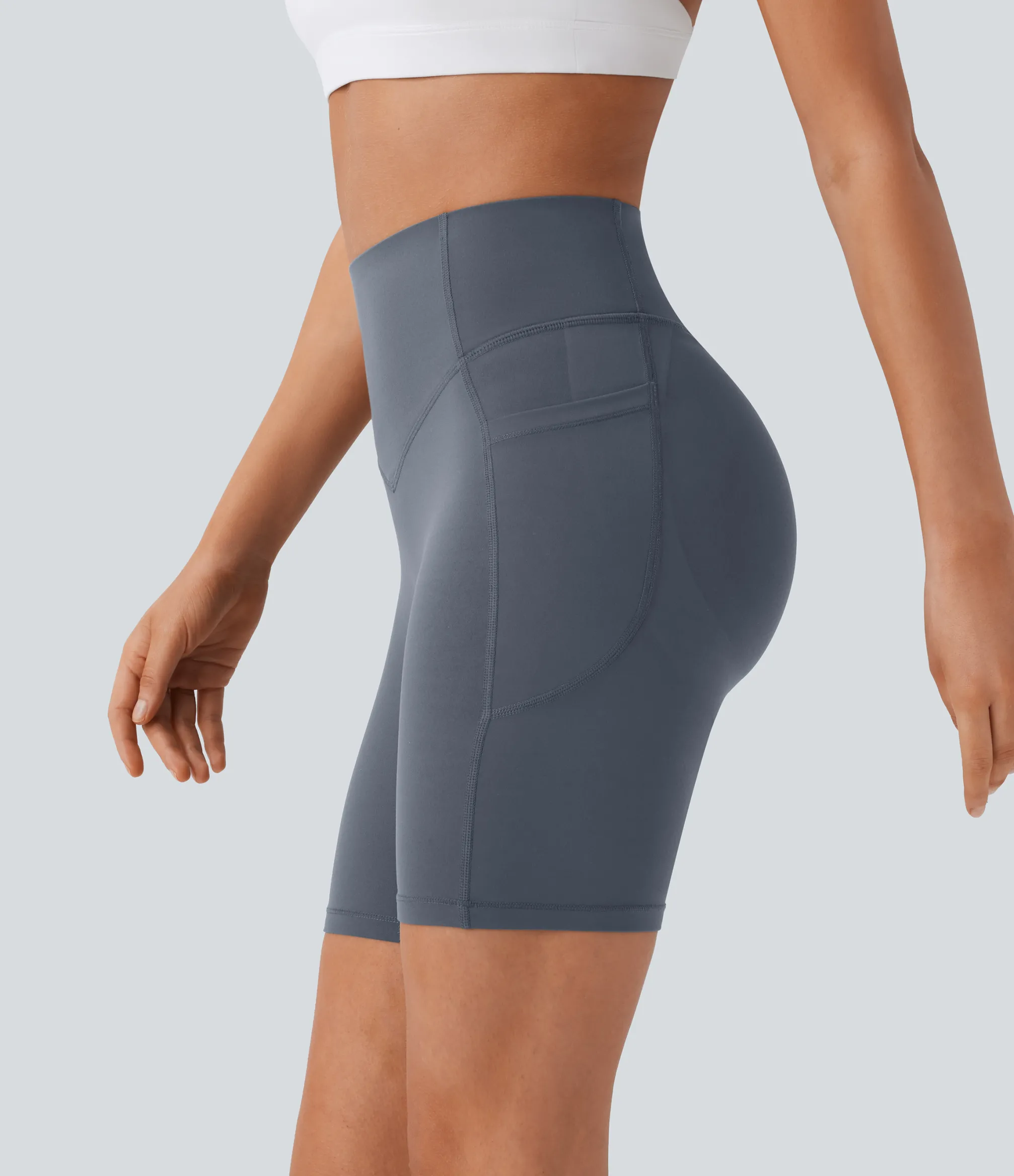 Active Shorts|Bikers<HALARA UltraSculpt™ SoCinched High Waisted Scrunch Butt Lifting Tummy Control Side Pocket Shaping Workout Biker Shorts 7''