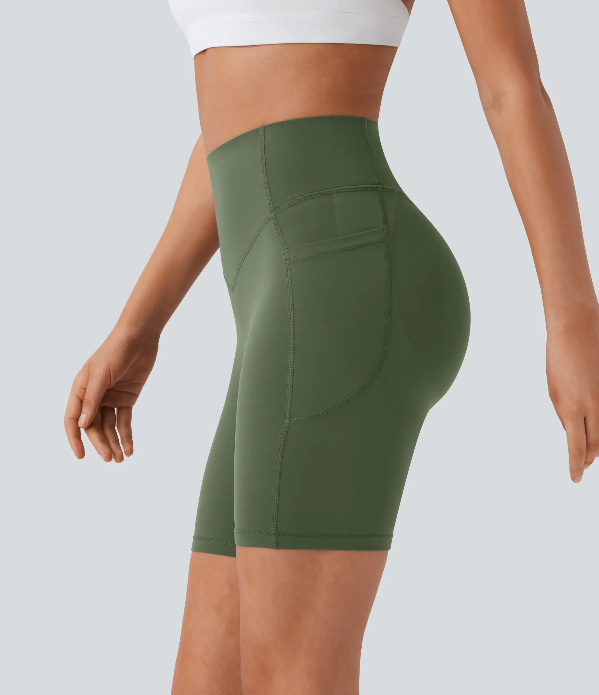 Active Shorts|Bikers<HALARA UltraSculpt™ SoCinched High Waisted Scrunch Butt Lifting Tummy Control Side Pocket Shaping Workout Biker Shorts 7''