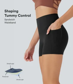 Active Shorts|Bikers<HALARA UltraSculpt™ SoCinched High Waisted Tummy Control Pocket Shaping Training Biker Shorts 3''