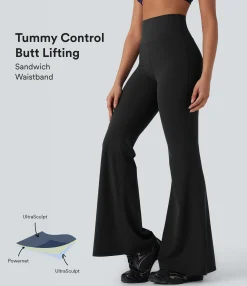 Flare Leggings|Butt Lifting Leggings<HALARA UltraSculpt™ SoCinched High Waisted Tummy Control Butt Lifting Shaping Yoga Flare Leggings