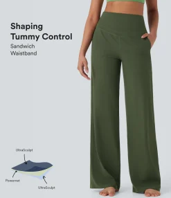 High-Waisted Pants|Straight-Leg Pants<HALARA UltraSculpt™ SoCinched High Waisted Tummy Control Straight Leg Yoga Pants with Pockets
