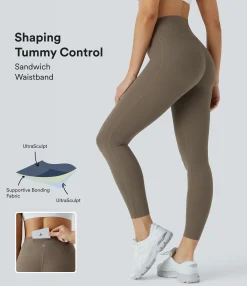 Butt Lifting Leggings|Pocket Leggings<HALARA UltraSculpt™ SoCinched High Waisted Butt Lifting Tummy Control Pockets 7/8 Workout Leggings