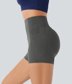 Bikers|Active Shorts<HALARA UltraSculpt™ SoCinched High Waisted Scrunch Butt Lifting Tummy Control Pocket Shaping Workout Biker Shorts 3'' Volcanic Ash