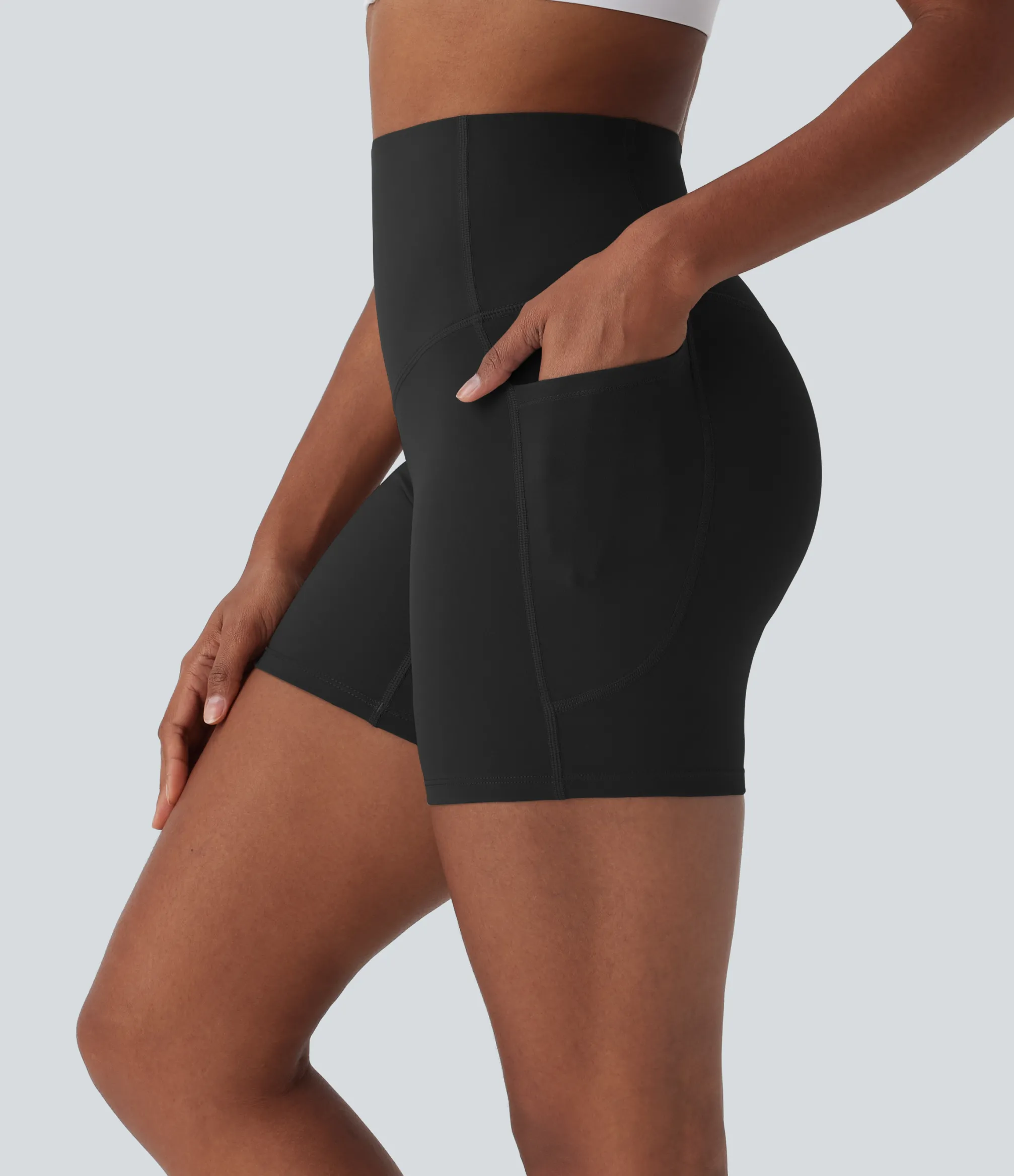 Active Shorts|Bikers<HALARA UltraSculpt™ SoCinched High Waisted Tummy Control Built-in Underwear Anti-Bacterial Shaping Training Biker Shorts 5'' With Pockets