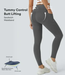 Butt Lifting Leggings|Pocket Leggings<HALARA UltraSculpt™ SoCinched High Waisted Butt Lifting Tummy Control Pocket Shaping Workout Leggings