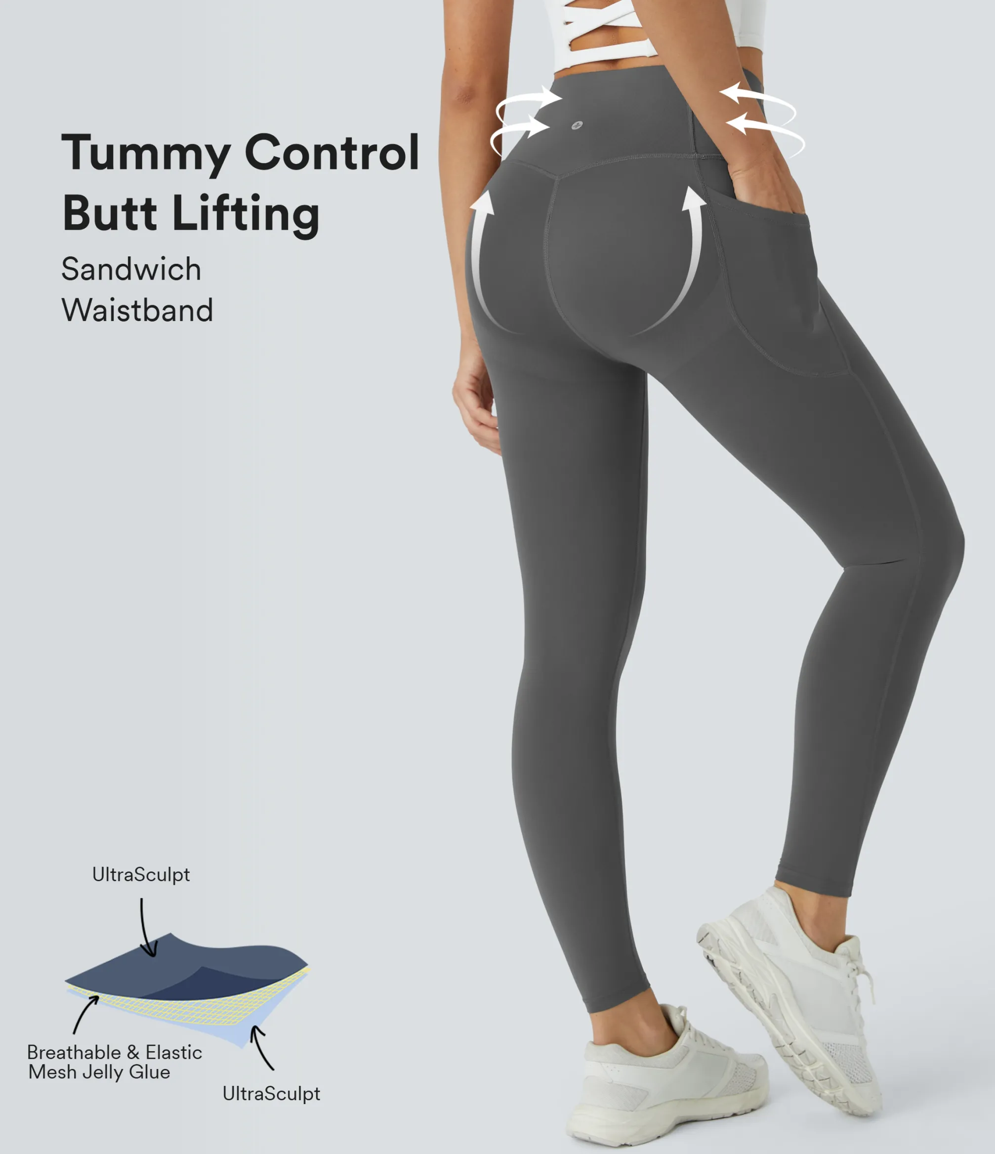 Butt Lifting Leggings|Pocket Leggings<HALARA UltraSculpt™ SoCinched High Waisted Butt Lifting Tummy Control Pocket Shaping Workout Leggings