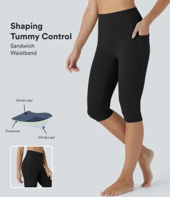 Pocket Leggings|Ultrasculpt™ Leggings<HALARA UltraSculpt™ SoCinched High Waisted Tummy Control Pedal Pusher Yoga Leggings with Pockets