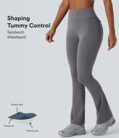 Pocket Leggings|Ultrasculpt™ Leggings<HALARA UltraSculpt™ SoCinched High Waisted Tummy Control Yoga Bootcut Leggings with Pockets