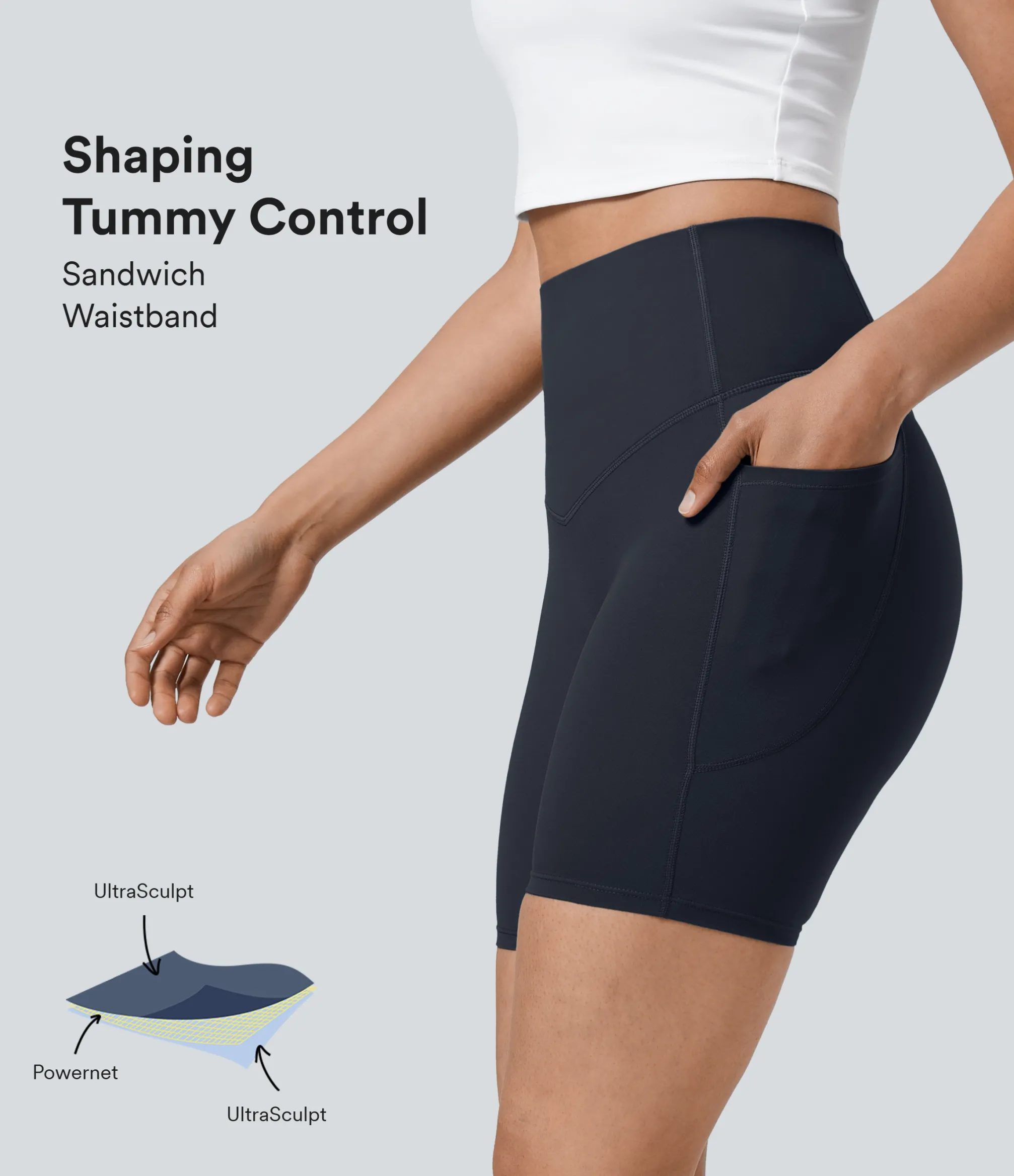 Active Shorts|Bikers<HALARA UltraSculpt™ SoCinched High Waisted Tummy Control Pocket Shaping Training Biker Shorts 7''