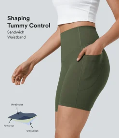 Active Shorts|Bikers<HALARA UltraSculpt™ SoCinched High Waisted Tummy Control Pocket Shaping Training Biker Shorts 7''