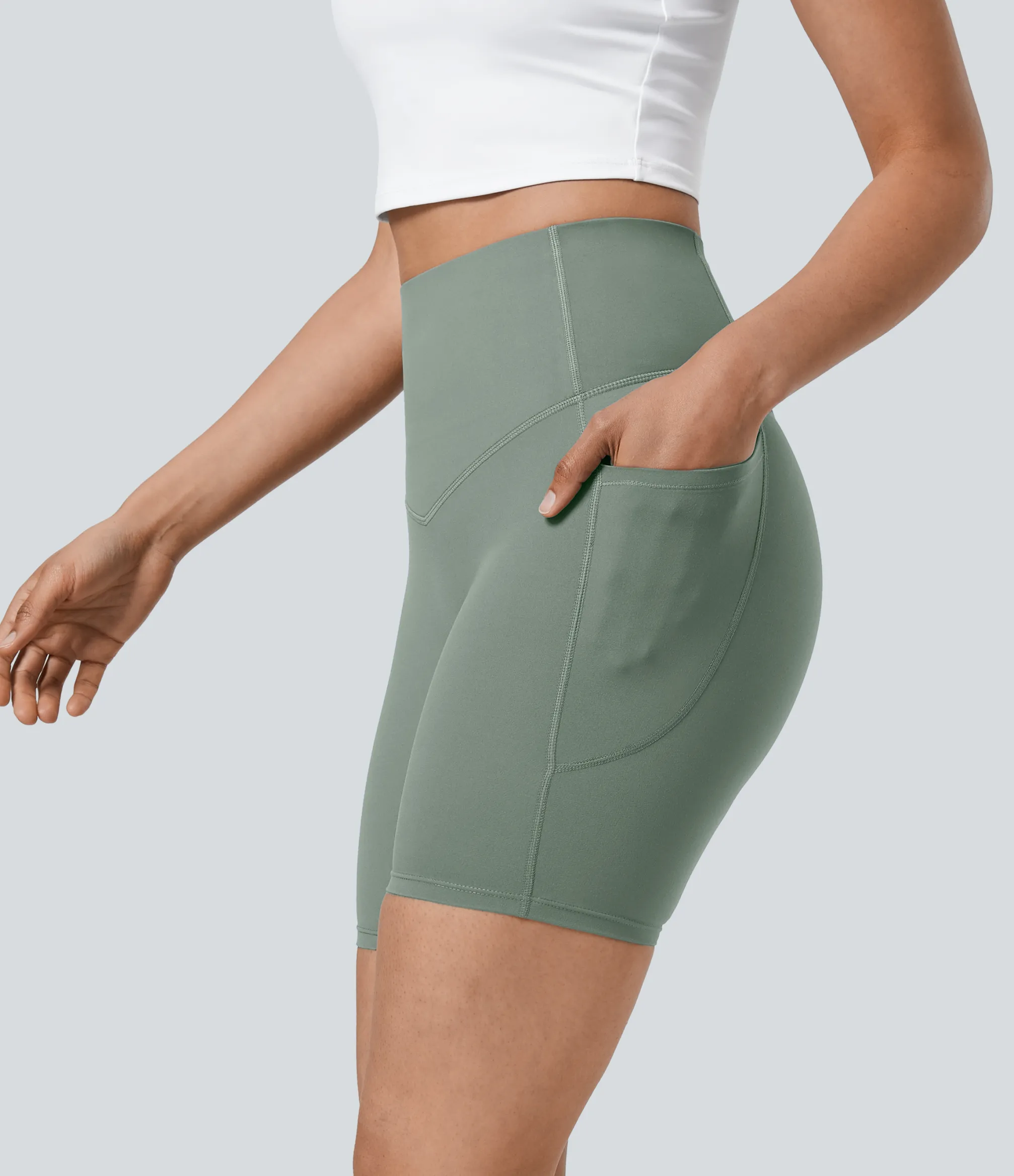 Active Shorts|Bikers<HALARA UltraSculpt™ SoCinched High Waisted Tummy Control Pocket Shaping Training Biker Shorts 7''