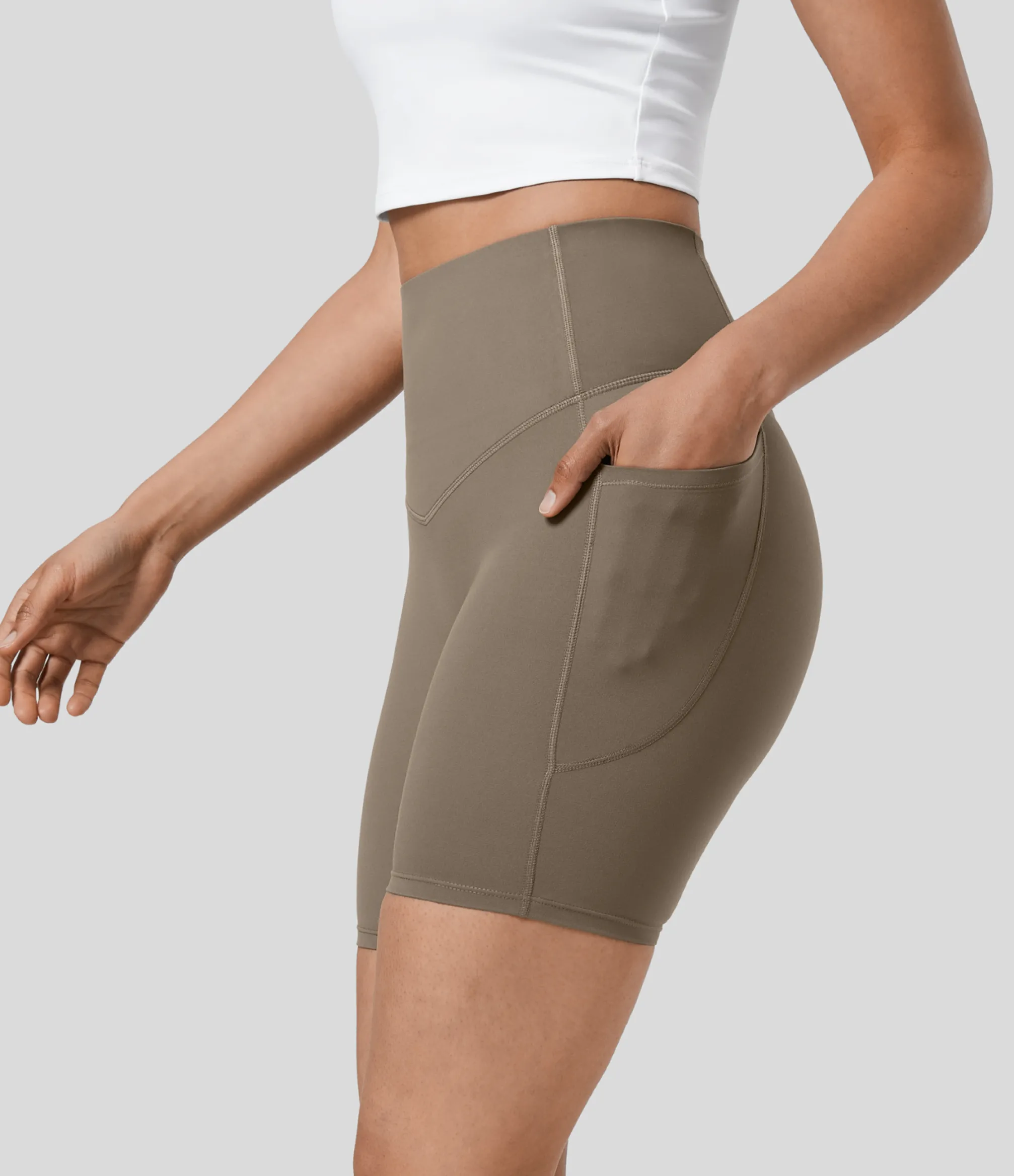 Active Shorts|Bikers<HALARA UltraSculpt™ SoCinched High Waisted Tummy Control Pocket Shaping Training Biker Shorts 7''