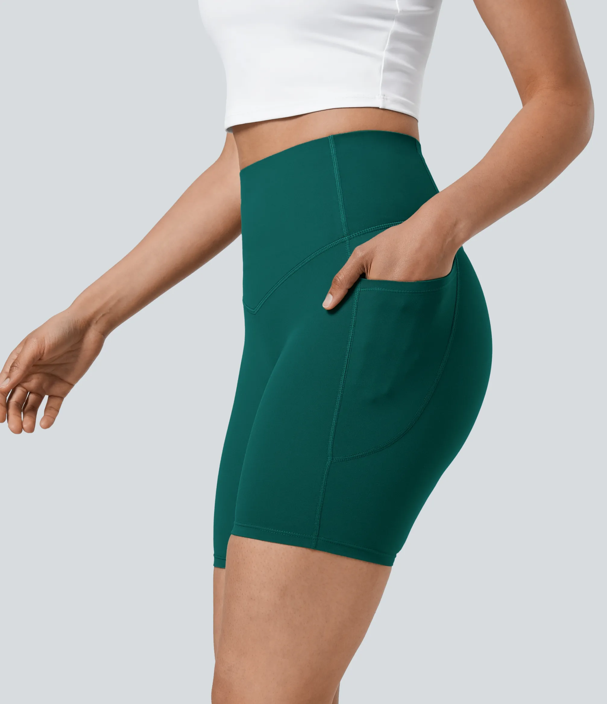 Active Shorts|Bikers<HALARA UltraSculpt™ SoCinched High Waisted Tummy Control Pocket Shaping Training Biker Shorts 7''