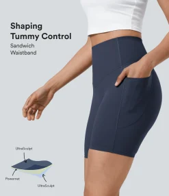 Active Shorts|Bikers<HALARA UltraSculpt™ SoCinched High Waisted Tummy Control Pocket Shaping Training Biker Shorts 7''