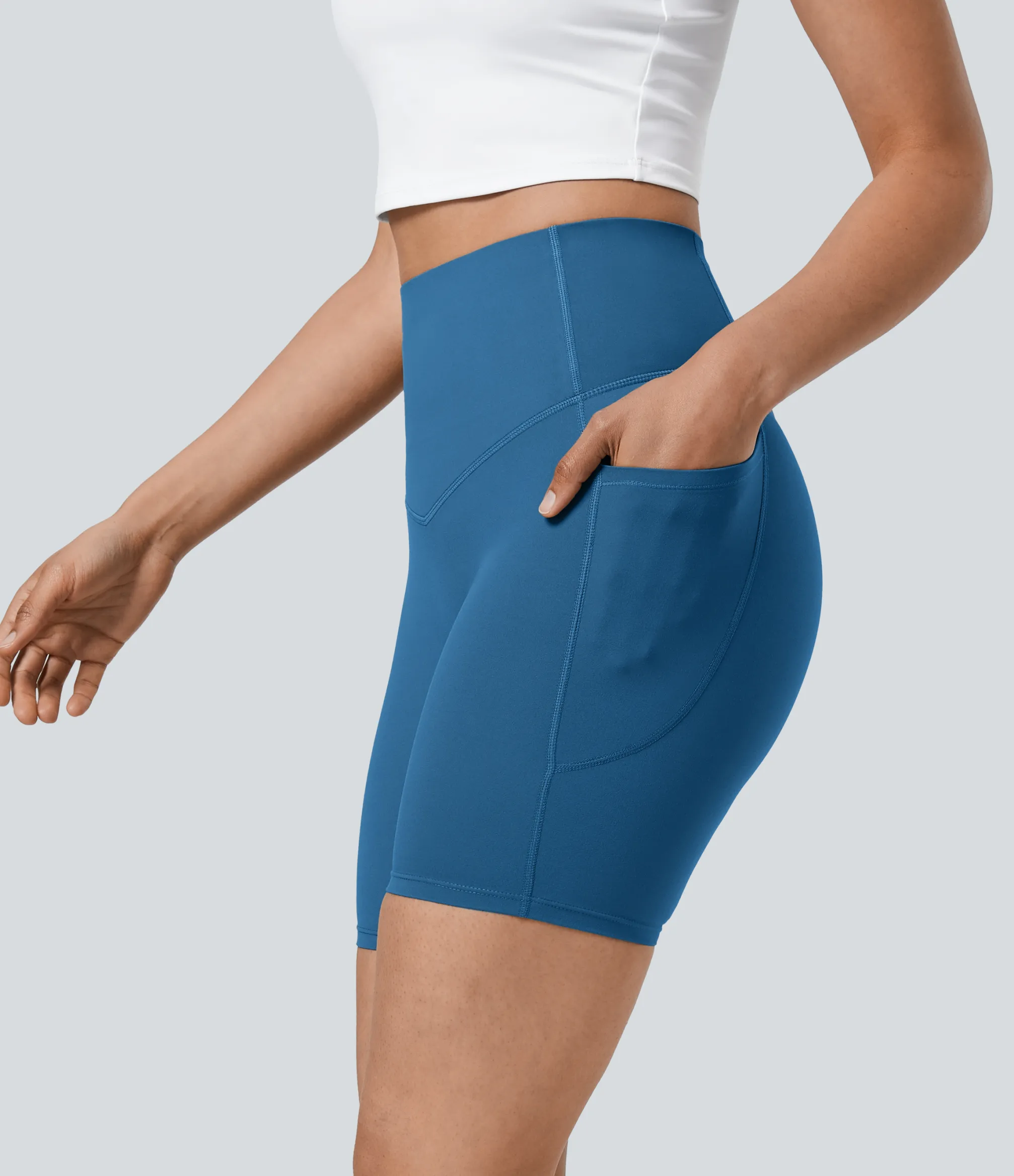Active Shorts|Bikers<HALARA UltraSculpt™ SoCinched High Waisted Tummy Control Pocket Shaping Training Biker Shorts 7''