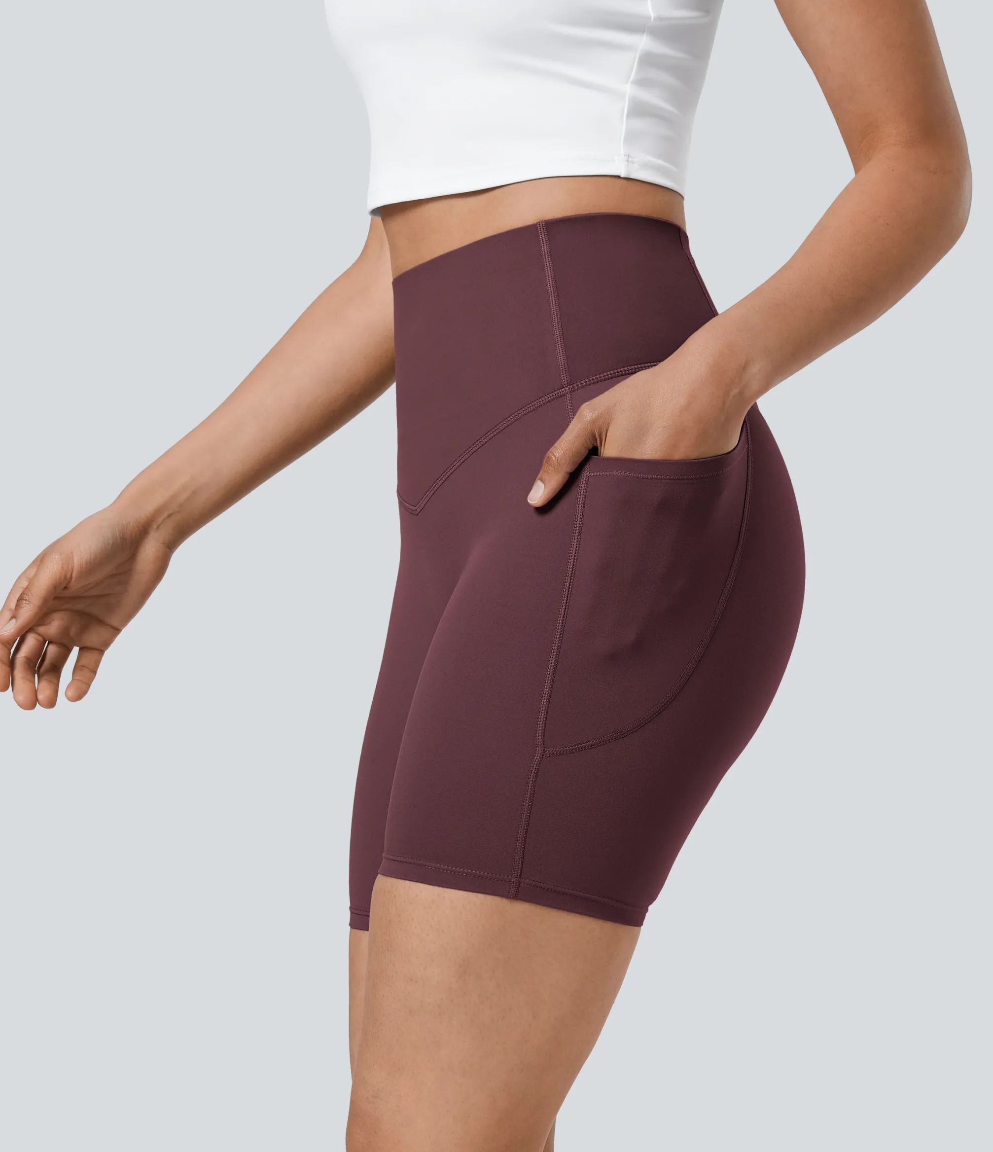 Active Shorts|Bikers<HALARA UltraSculpt™ SoCinched High Waisted Tummy Control Pocket Shaping Training Biker Shorts 7''