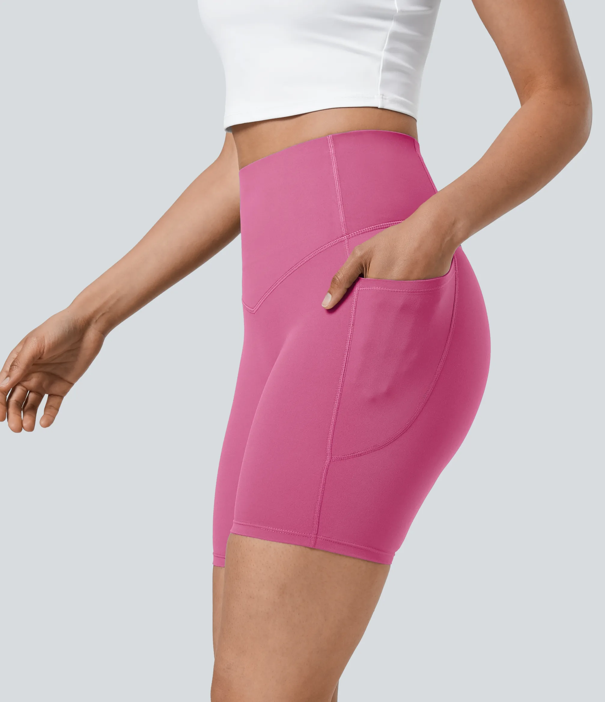 Active Shorts|Bikers<HALARA UltraSculpt™ SoCinched High Waisted Tummy Control Pocket Shaping Training Biker Shorts 7''