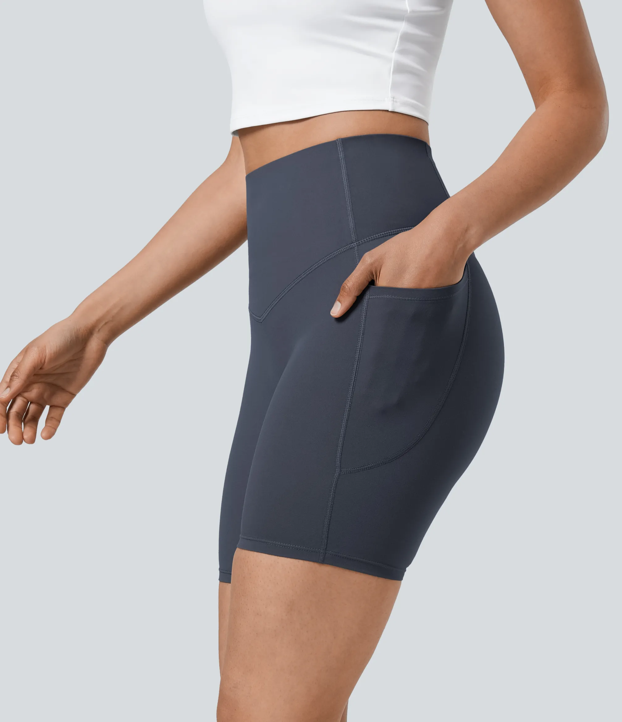Active Shorts|Bikers<HALARA UltraSculpt™ SoCinched High Waisted Tummy Control Pocket Shaping Training Biker Shorts 7''