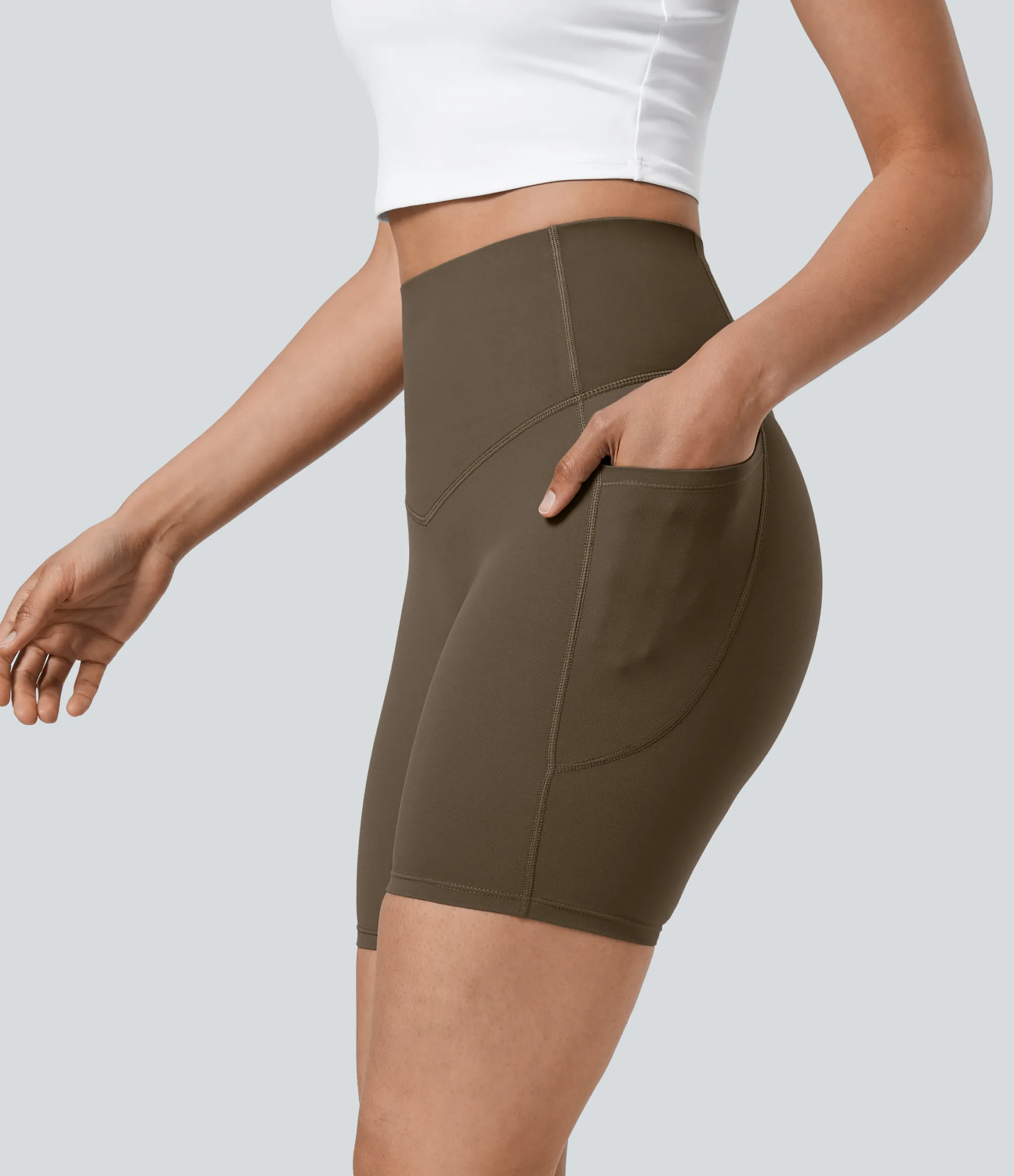 Active Shorts|Bikers<HALARA UltraSculpt™ SoCinched High Waisted Tummy Control Pocket Shaping Training Biker Shorts 7''