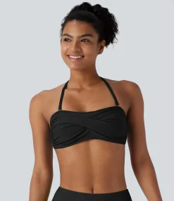 Beachwear<HALARA Halter Adjustable & Removable Strap Bikini Top Swimsuit