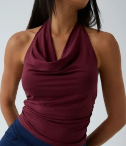 Casual Tops|Tank Tops & Camis<HALARA Halter Cowl Neck Ruched Casual Tank Top