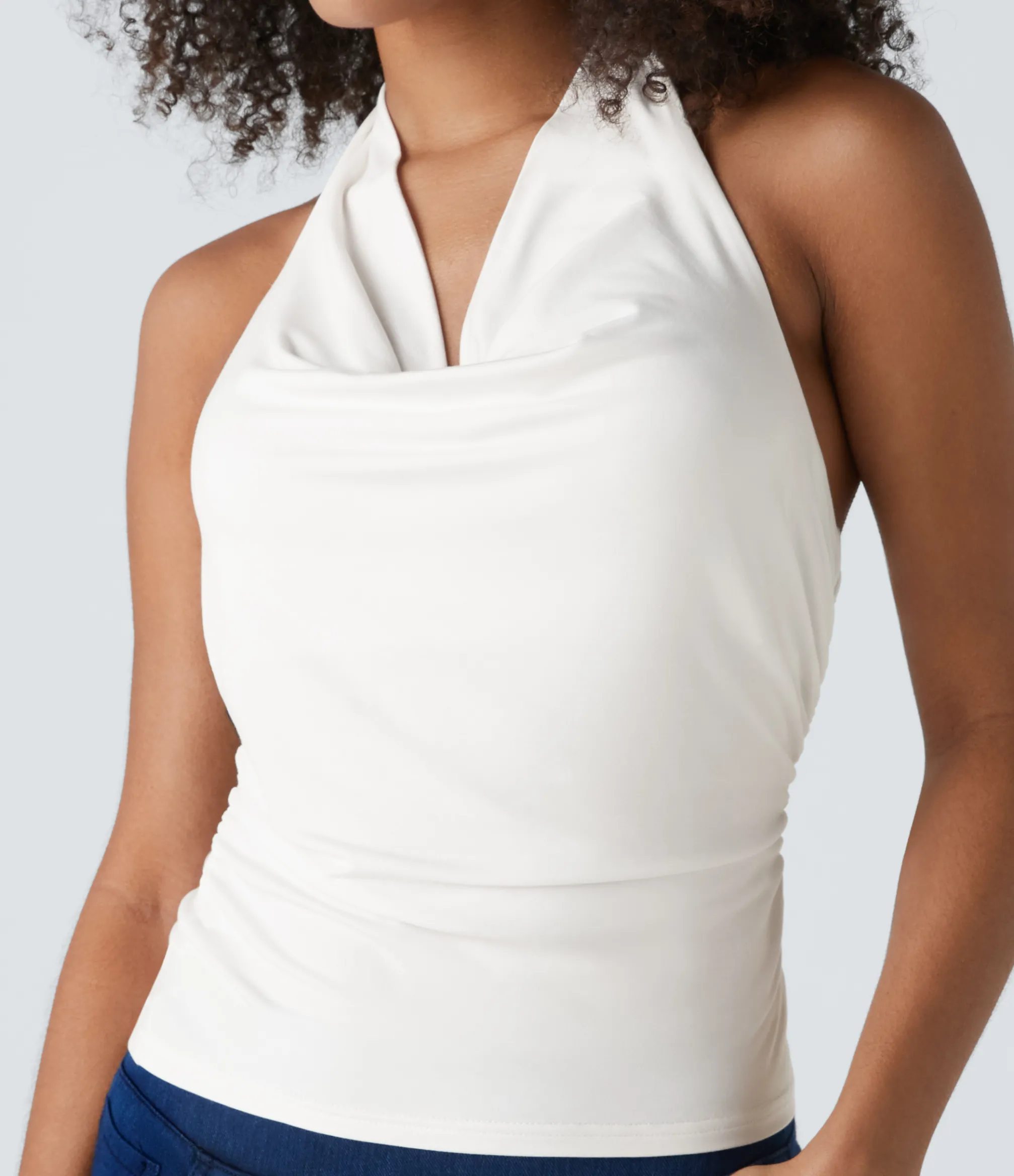 Casual Tops|Tank Tops & Camis<HALARA Halter Cowl Neck Ruched Casual Tank Top