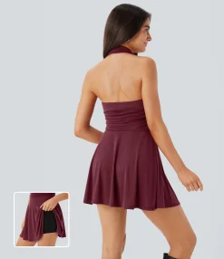 Dresses|Party Dresses<HALARA Halter Cowl Neck Ruched 2-in-1 Micro Dress