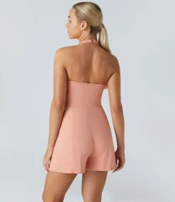 Jumpsuits<HALARA Halter Sleeveless Pocket Wrapped Hem Casual Jumpsuit