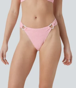 Beachwear<HALARA Heart Crinkle High Leg Bikini Bottom Swimsuit