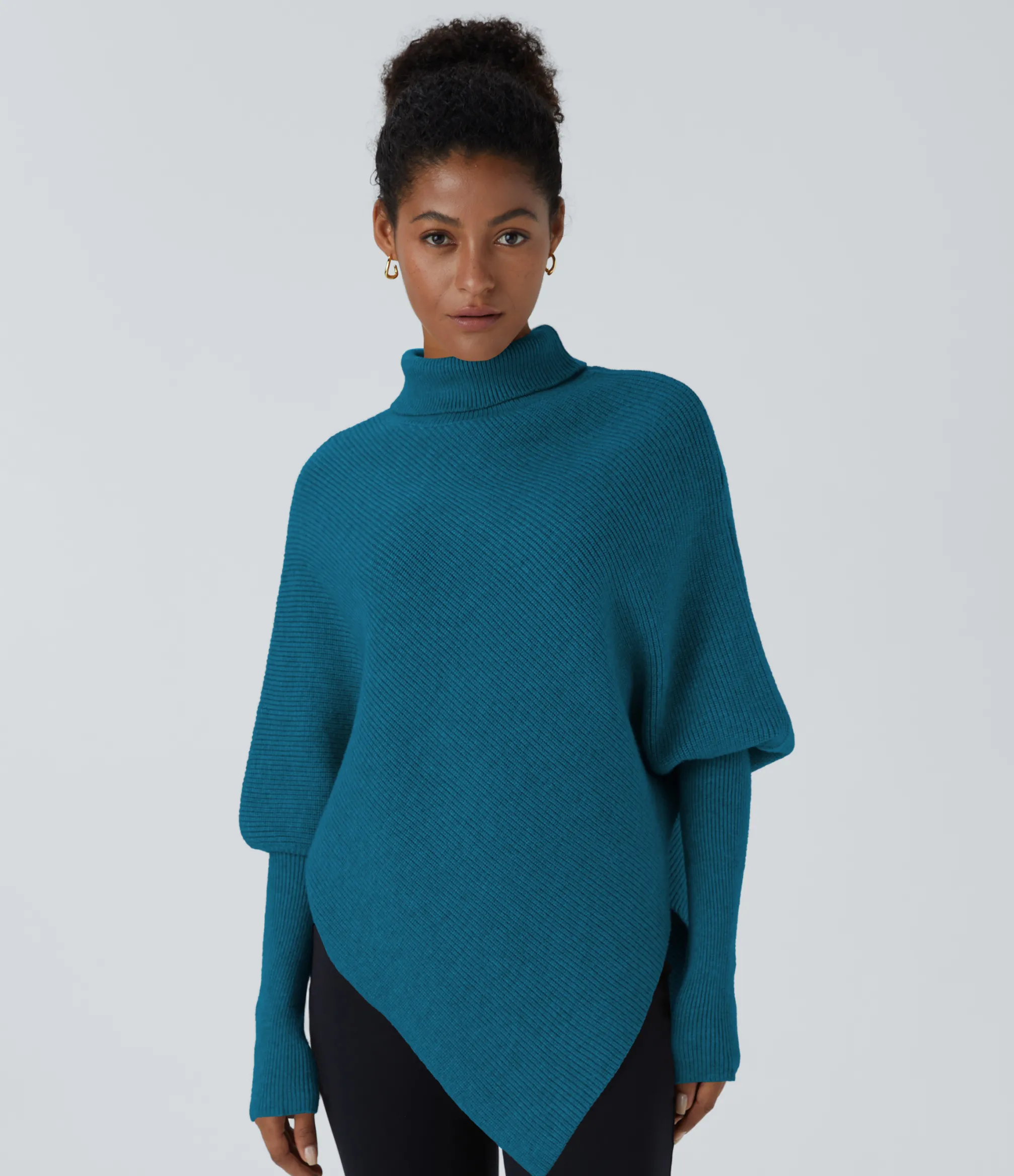 Sweaters<HALARA High Neck Long Sleeve Asymmetric Hem Work Sweater