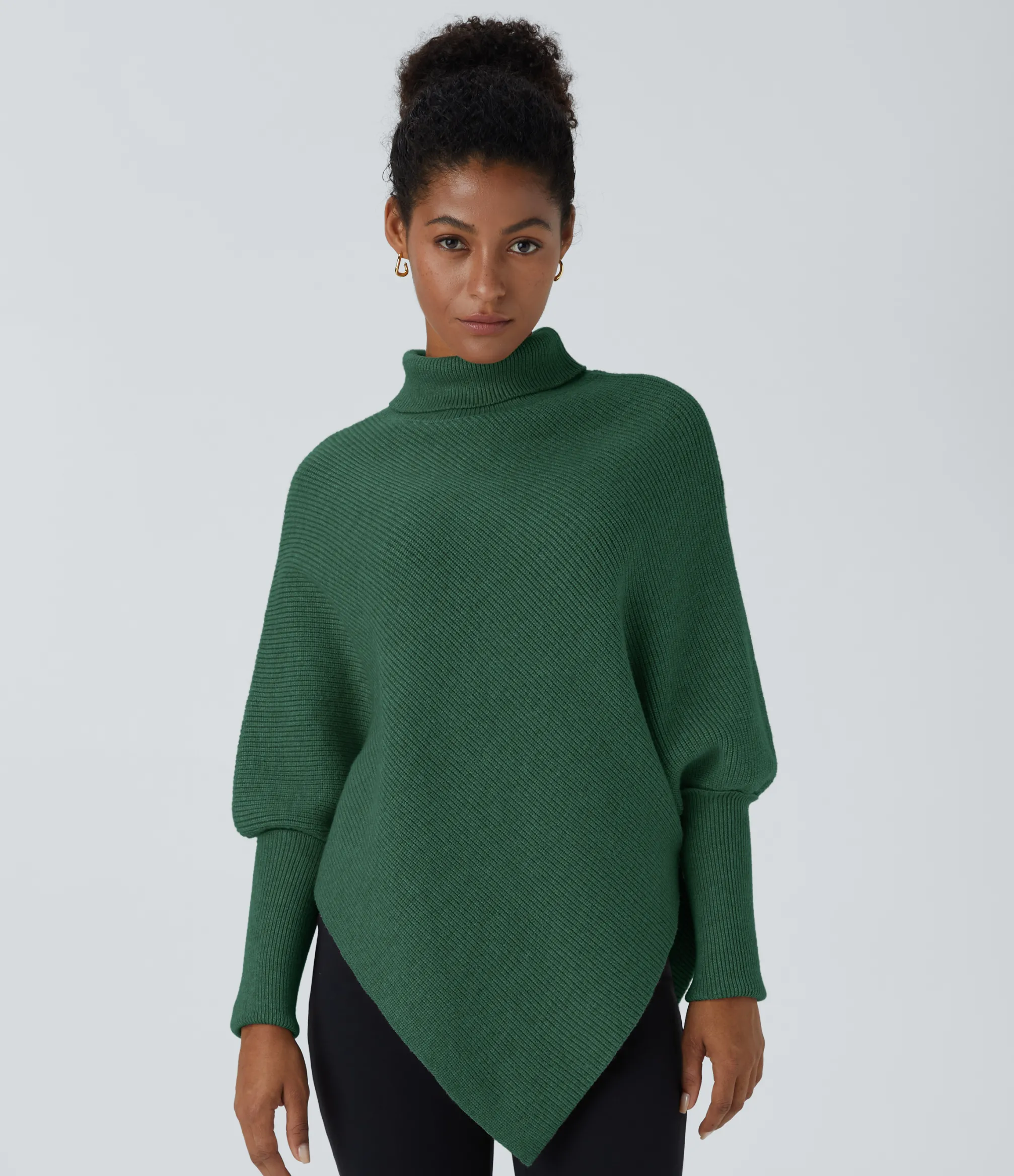 Sweaters<HALARA High Neck Long Sleeve Asymmetric Hem Work Sweater