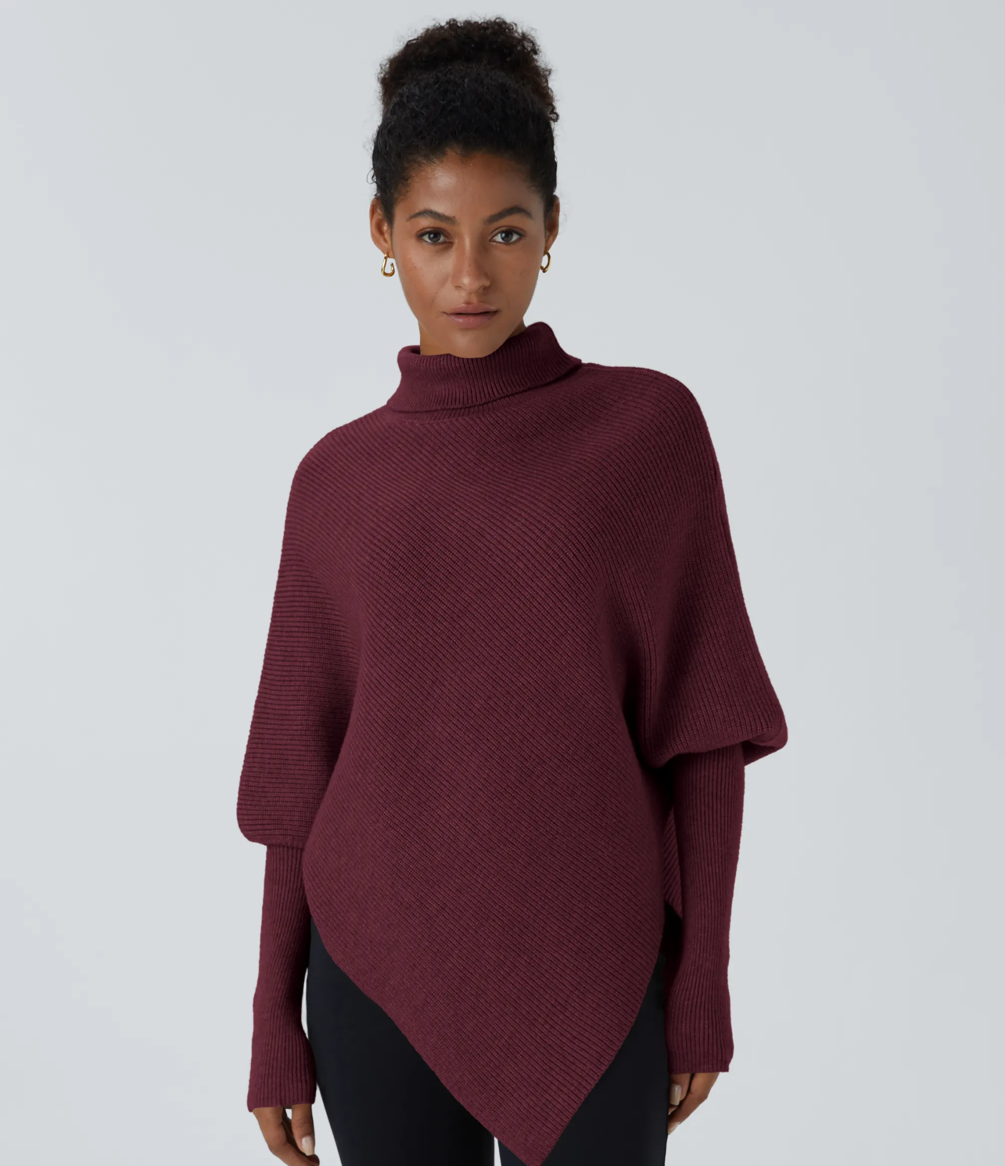 Sweaters<HALARA High Neck Long Sleeve Asymmetric Hem Work Sweater