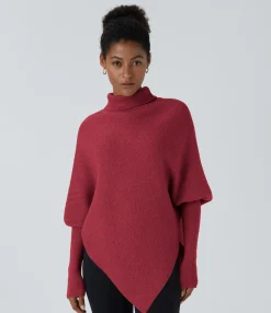 Sweaters<HALARA High Neck Long Sleeve Asymmetric Hem Work Sweater