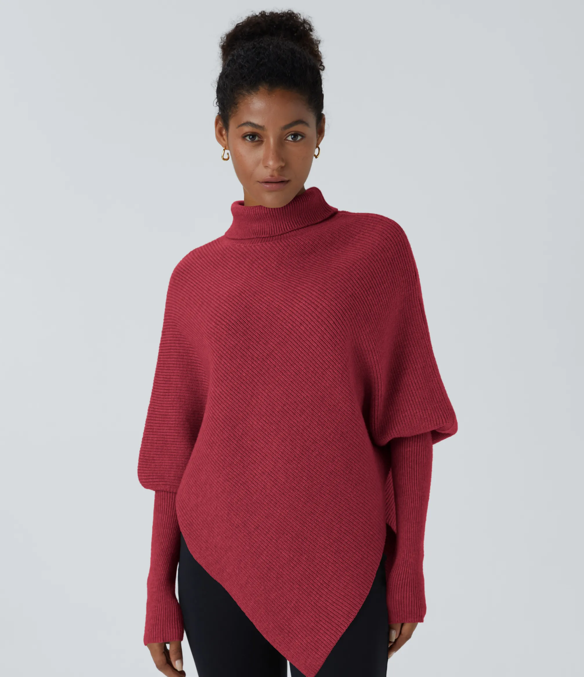 Sweaters<HALARA High Neck Long Sleeve Asymmetric Hem Work Sweater