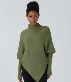 Sweaters<HALARA High Neck Long Sleeve Asymmetric Hem Work Sweater