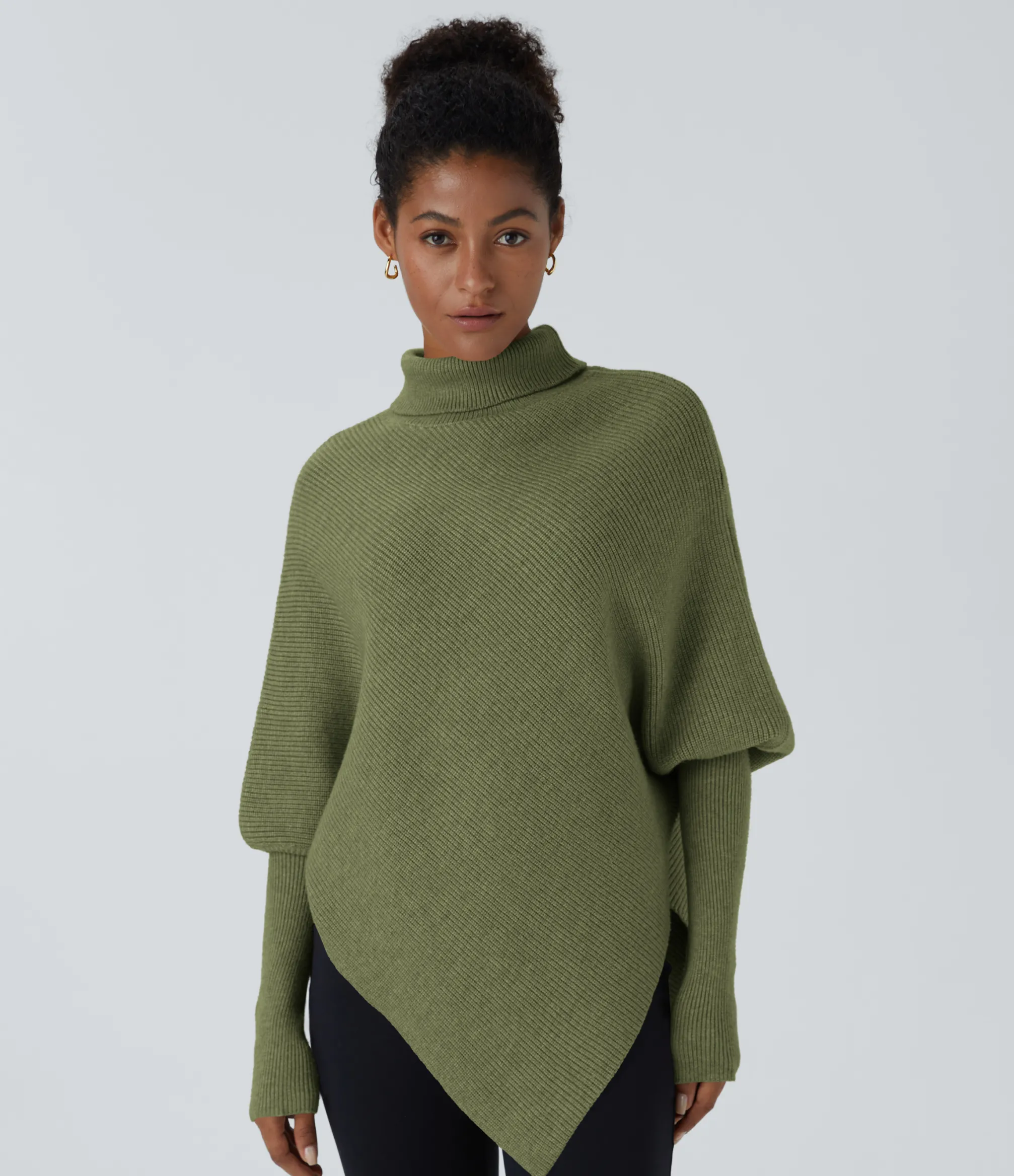 Sweaters<HALARA High Neck Long Sleeve Asymmetric Hem Work Sweater