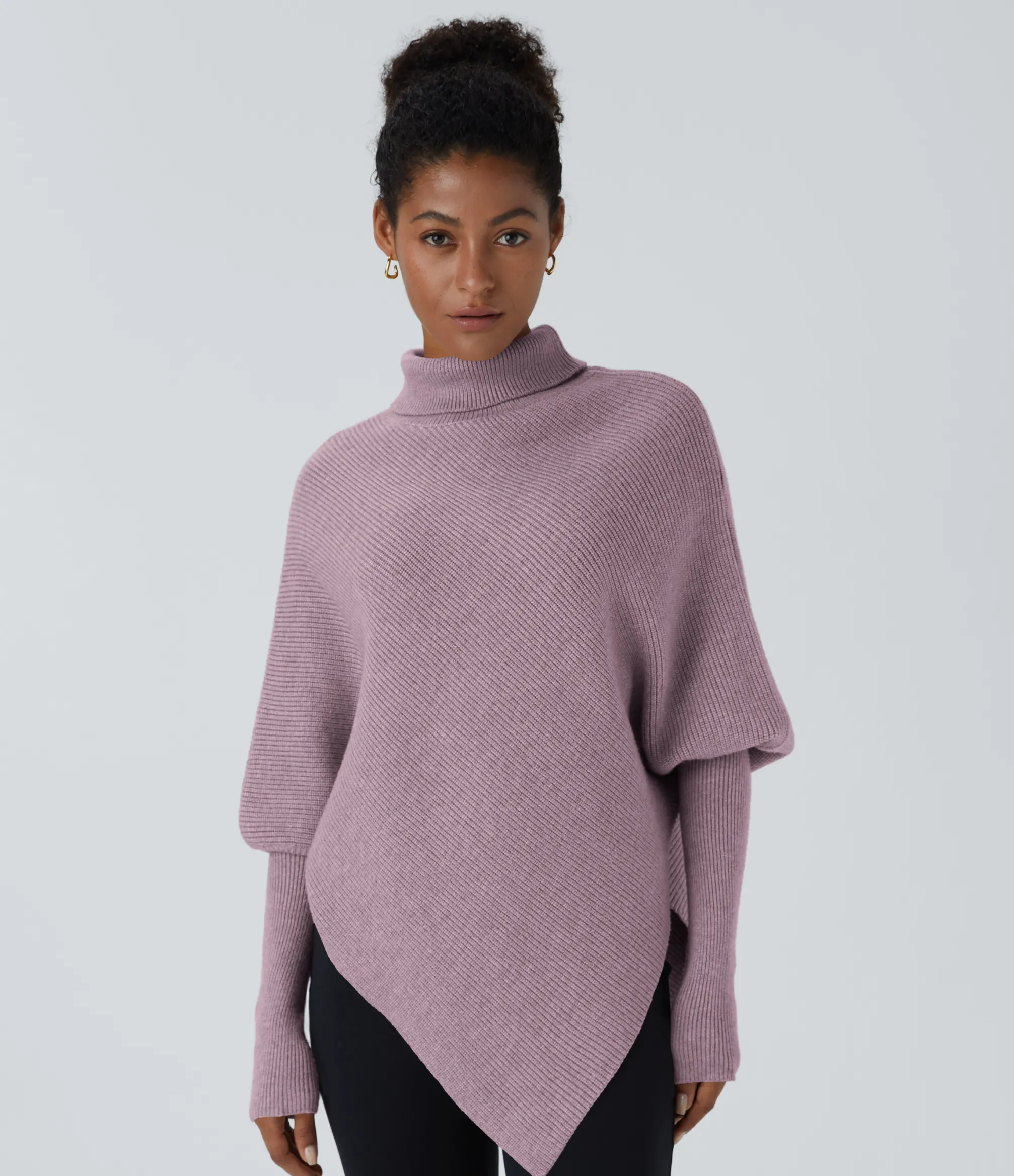 Sweaters<HALARA High Neck Long Sleeve Asymmetric Hem Work Sweater