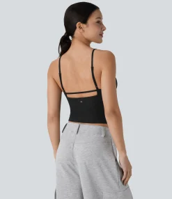 Yoga Tops|Tank Tops & Camis<HALARA High Stretch Round Neck Cut Out Cropped Yoga Tank Top