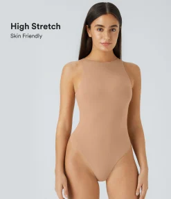 Bodysuits|Bras & Underwear<HALARA High Stretch Round Neck Sleeveless Lounge Underwear Bodysuit