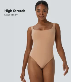 Bras & Underwear|Bodysuits<HALARA High Stretch Square Neck Lounge Underwear Bodysuit