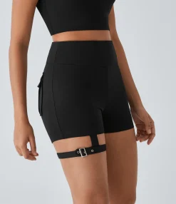 Bikers|Active Shorts<HALARA High Waisted Adjustable Buckle Pocket Ruched Yoga Cargo Biker Shorts 3''