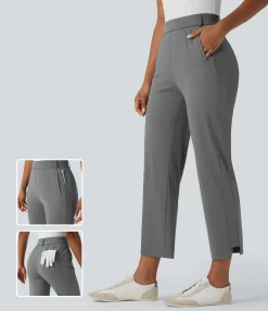 High-Waisted Pants|Pants<HALARA High Waisted Ankle Length Quick Dry Golf Pants with Pockets-Golf Tee-UPF40+
