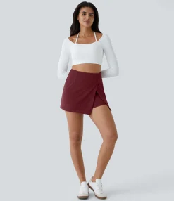 Mini Skirts|Casual Skirts<HALARA High Waisted Back Zipper Hem 2-in-1 Corduroy Casual Skirt