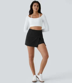 Mini Skirts|Casual Skirts<HALARA High Waisted Back Zipper Hem 2-in-1 Corduroy Casual Skirt
