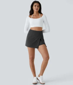 Mini Skirts|Casual Skirts<HALARA High Waisted Back Zipper Hem 2-in-1 Corduroy Casual Skirt