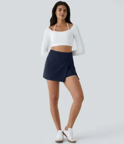 Mini Skirts|Casual Skirts<HALARA High Waisted Back Zipper Hem 2-in-1 Corduroy Casual Skirt