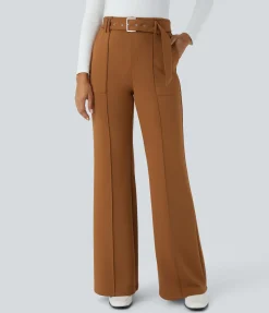 Pants|Flare Pants<HALARA High Waisted Belted Pocket Flare Work Pants